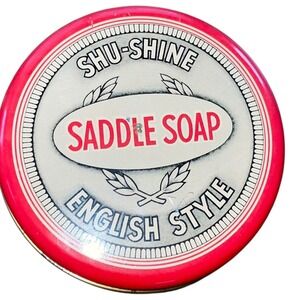 Vintage Shu Shine Saddle Soap Tin English Style Advertising Signal Co Empty